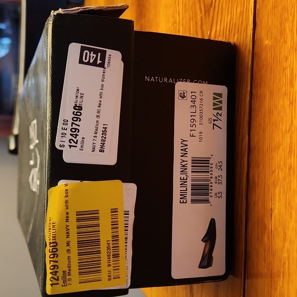 Naturalizer Womens Emiline Navy Leather Slip On Block Heel Loafers Flats - Picture 5 of 6